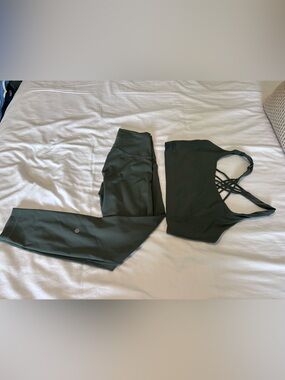 Lululemon Sage Athletic Set - Crisscross Sports Bra (L/XL) + Leggings (6)